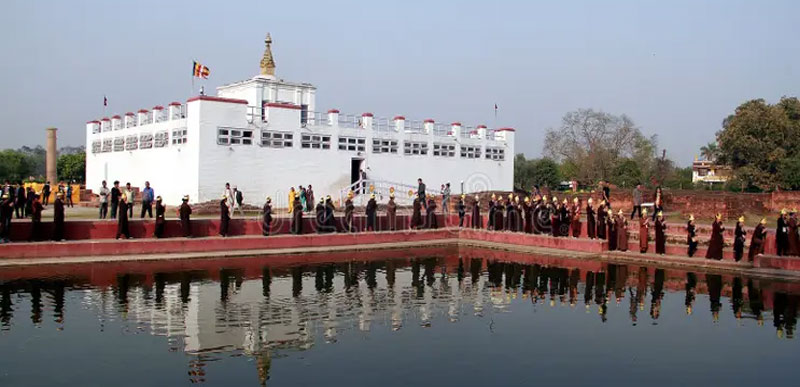 Lumbini pilgrimage tour featuring the historic Maya Devi Temple and sacred gardens